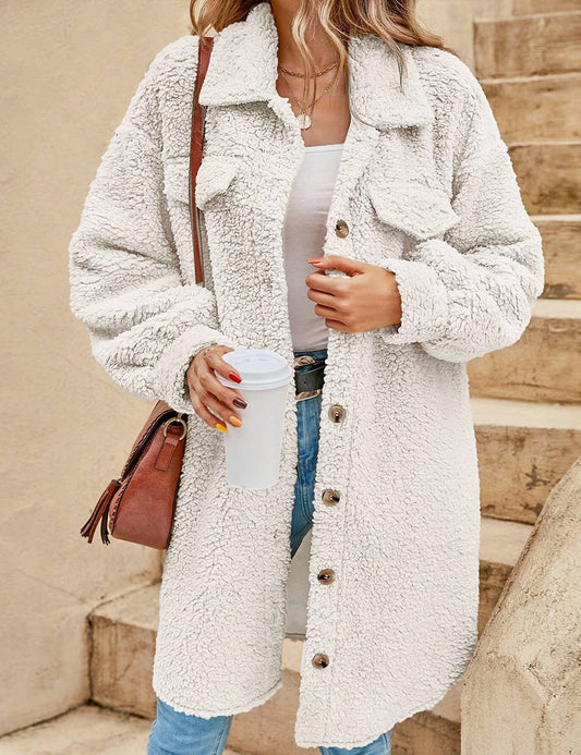 White Teddy Longline Jacket