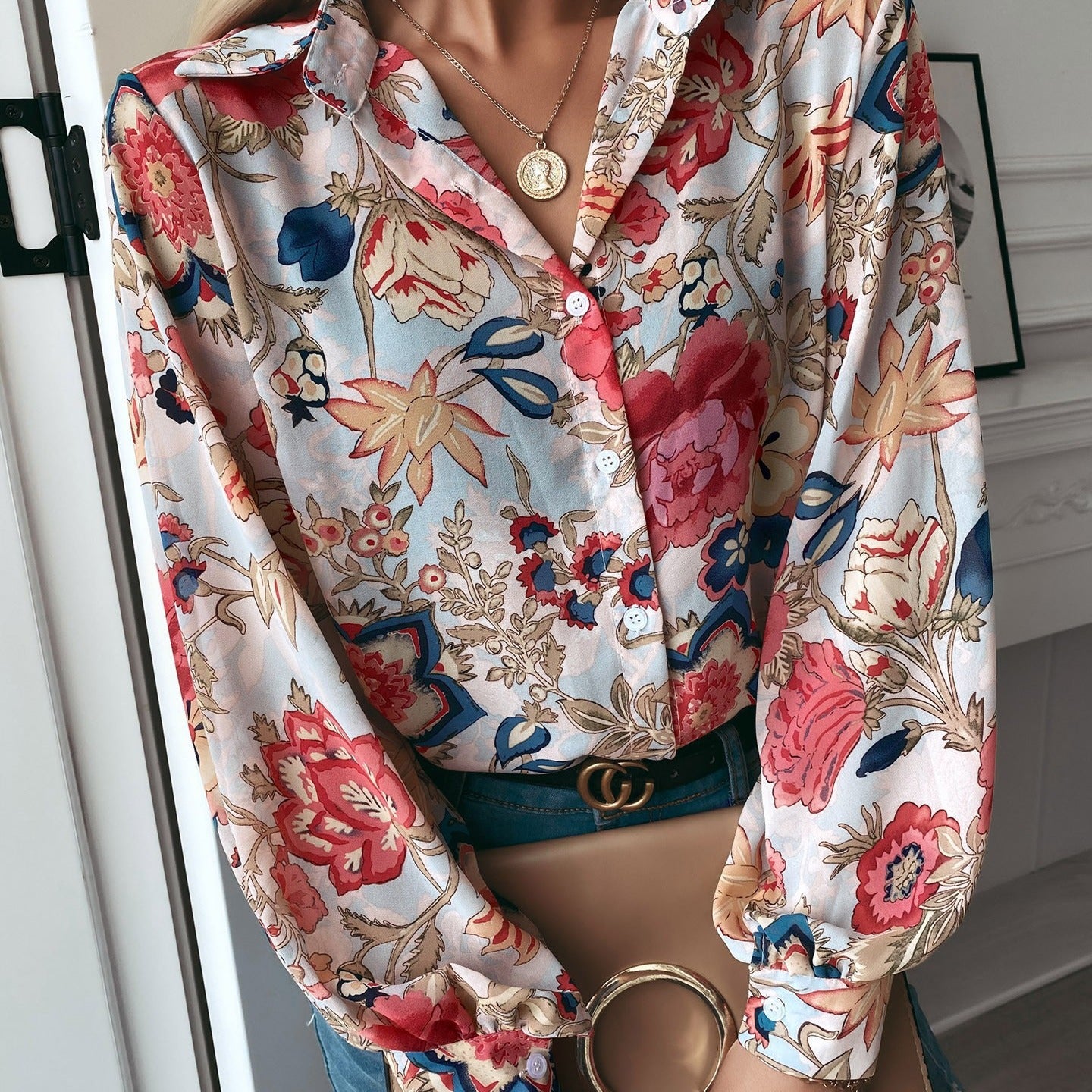 Autumn Blooms Long Sleeve Blouse