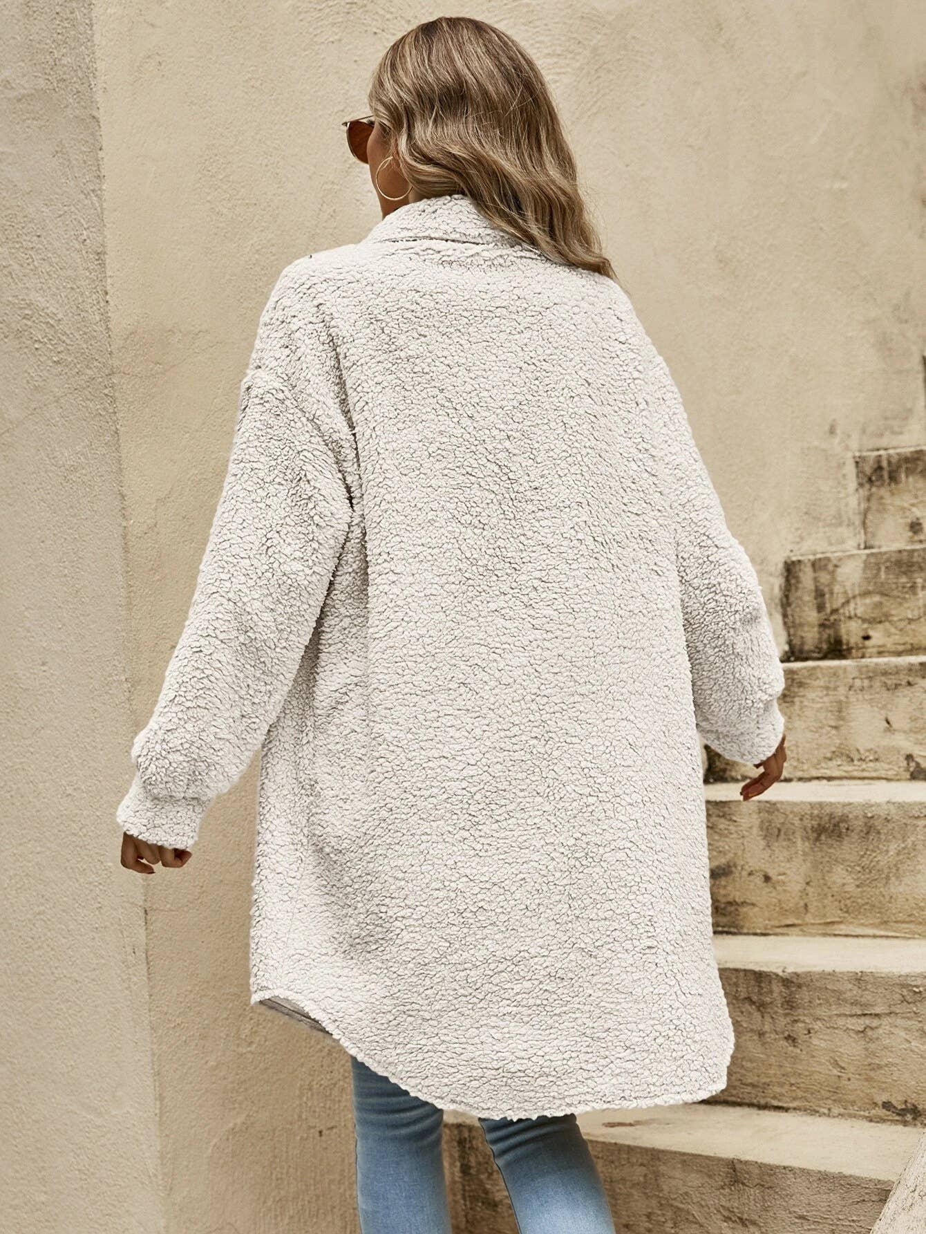 White Teddy Longline Jacket