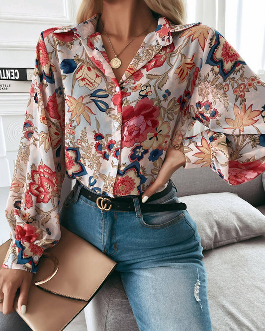 Autumn Blooms Long Sleeve Blouse