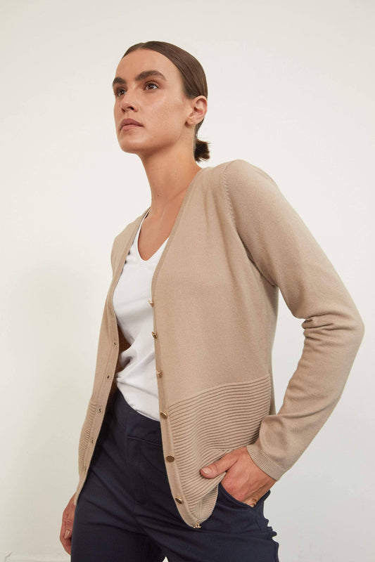 Ribbed-Hem Cardigan